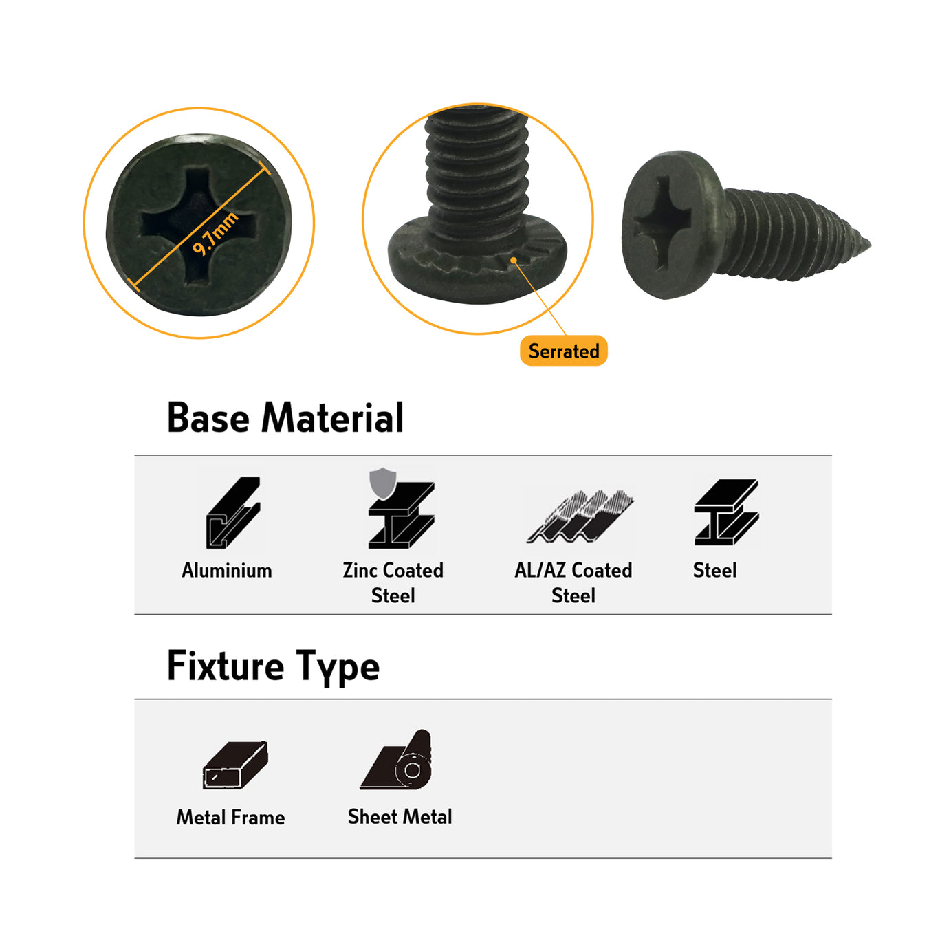 Screw Needle Point Flat Serration Head C3 M6-24x15mm Box1000
