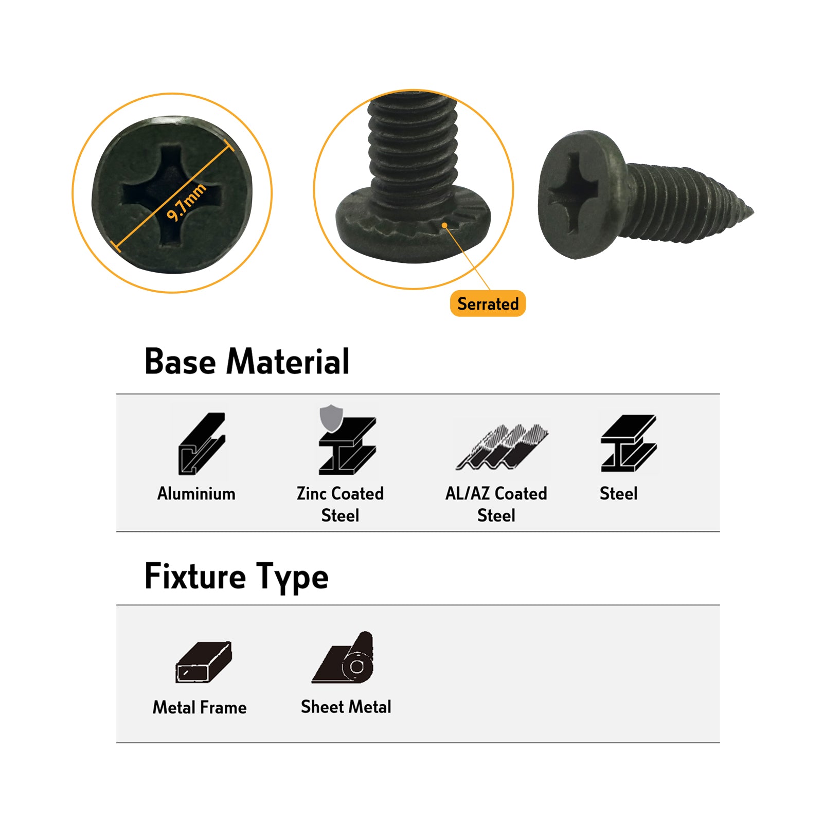Screw Needle Point Flat Serration Head C3 M6-24x15mm Box1000
