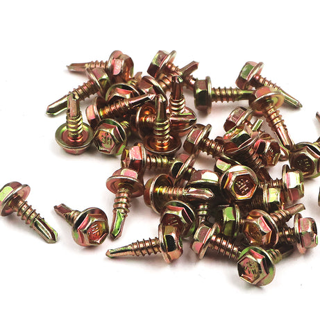 Sd Screw Hex Coarse Zinc Yellow Multiple Sizes