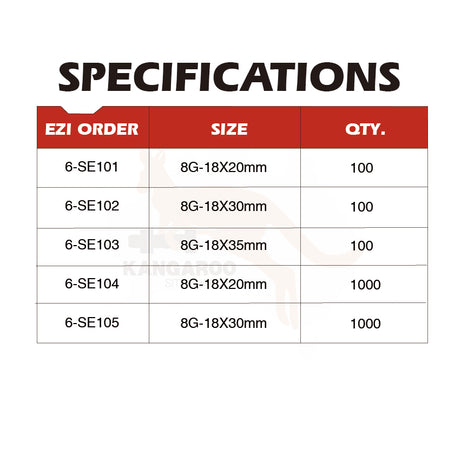 SD Screw CSK Embed YZ #8, Multiple Sizes