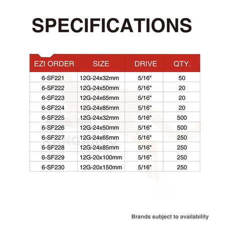 SD Screw Hex 5 Series Fine C4 #12 Multiple Sizes