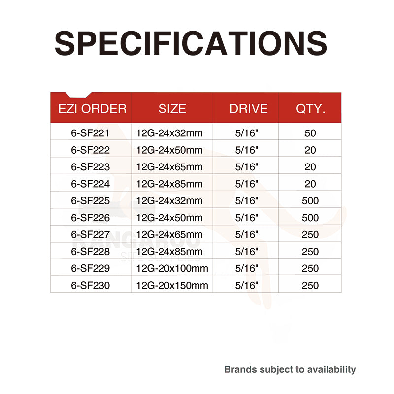 SD Screw Hex 5 Series Fine C4 #12 Multiple Sizes