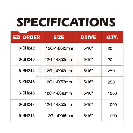 SD Screw Hex Top Grip C4 #12 Multiple Sizes