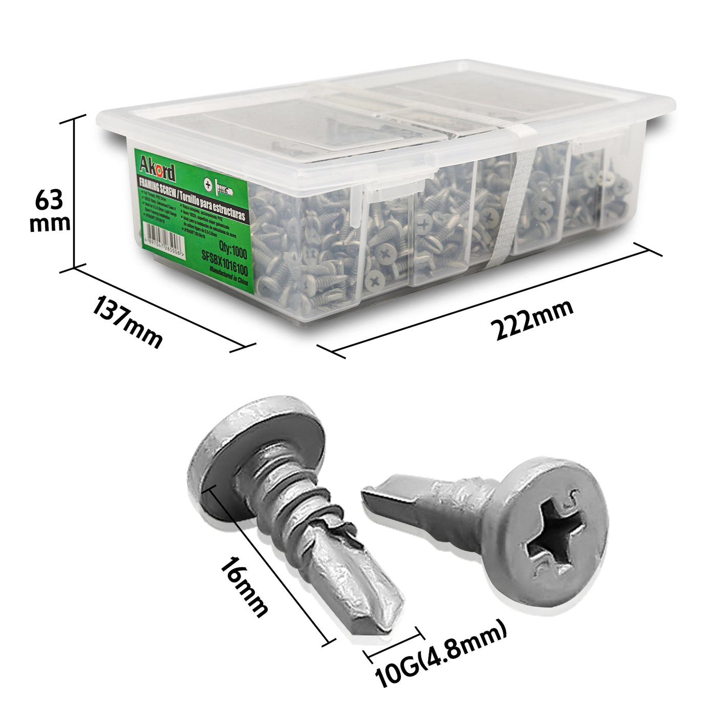 SD Screw Thick Flat Head 10-24x16mm C4 Box1000