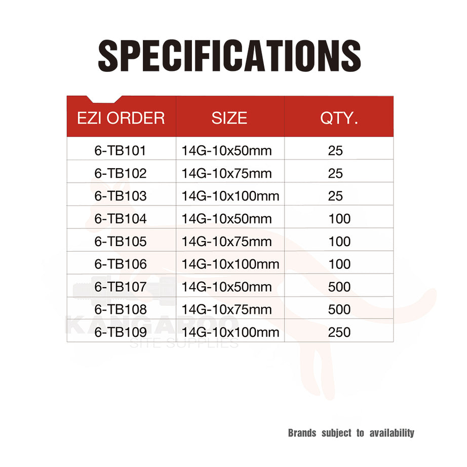 T17 Screw Bugle Head Batten Yellow Zinc Multiple Sizes