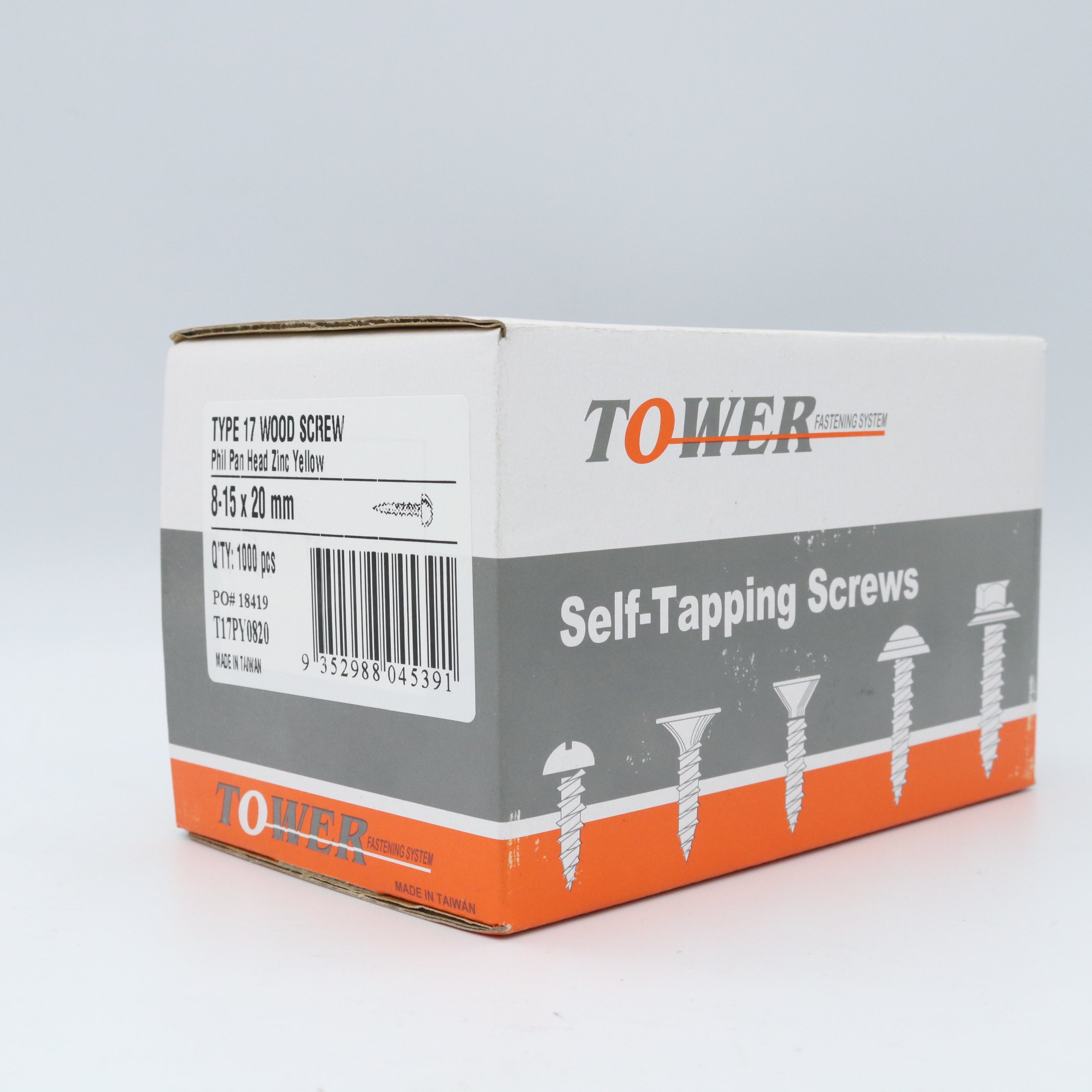 T17 Screw Pan Head ZY #8 Box1000, Multiple Sizes