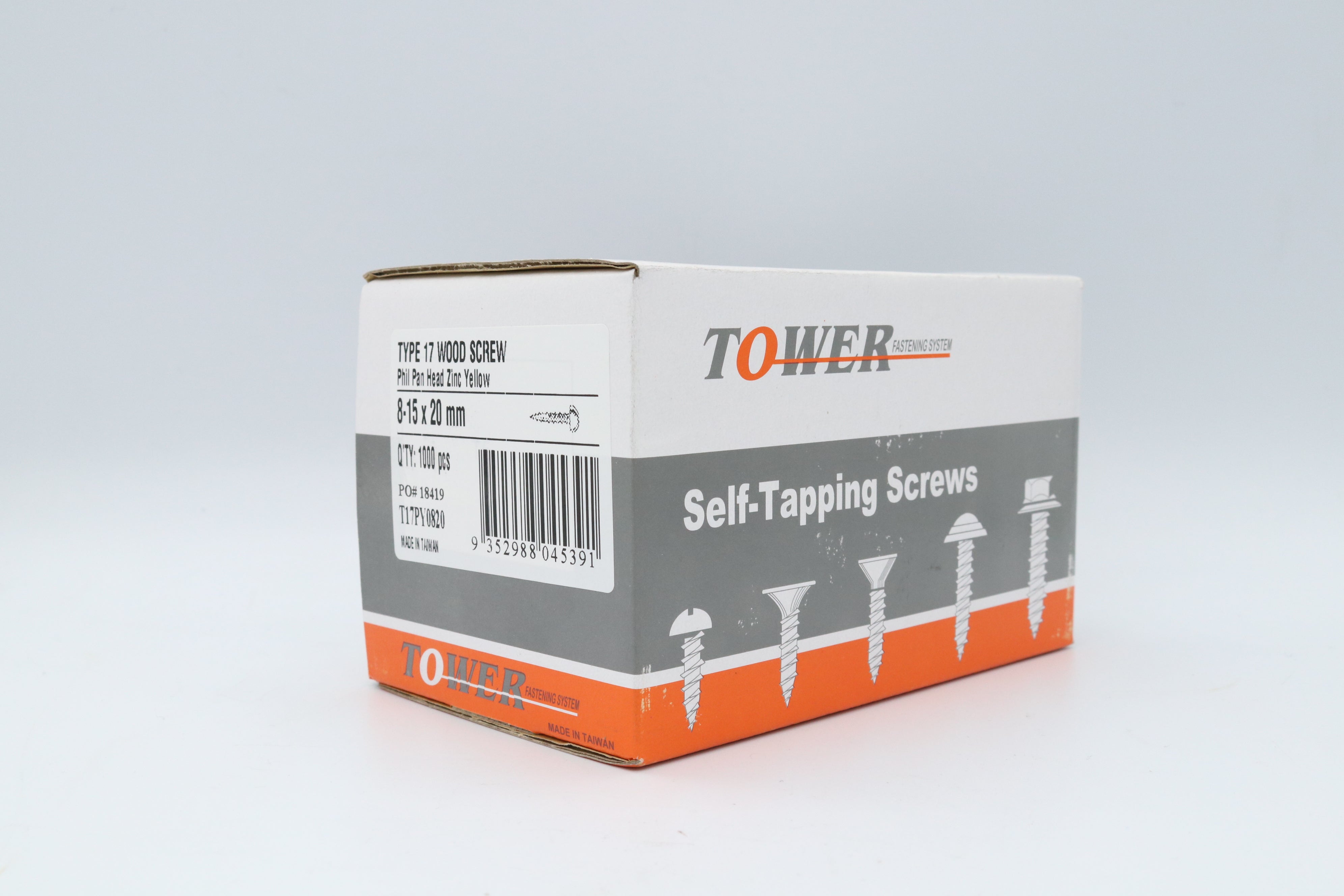 T17 Screw Pan Head ZY #8 Box1000, Multiple Sizes