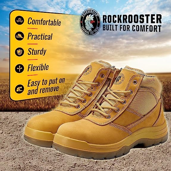 Safety Boots Cortez Zip Side Nub Leather Multiple Sizes