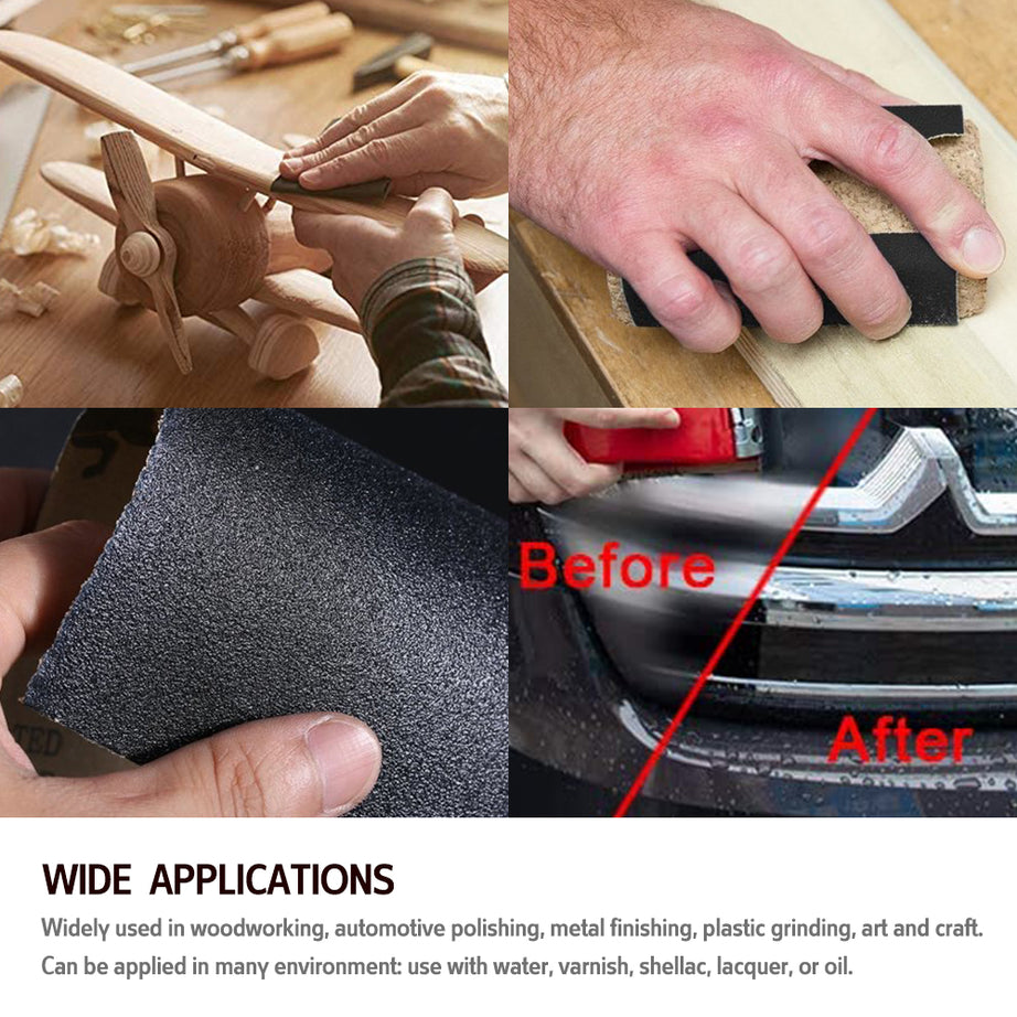 Abrasive Paper Waterproof 230x280mm 50pcs Pack, Multiple Grits