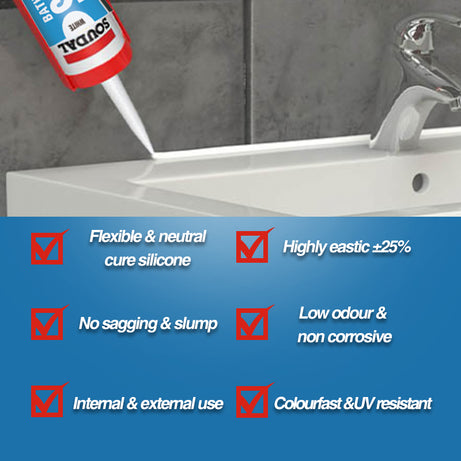 Soudal Bathroom & Kitchen Silicone 300ml Translucent / White