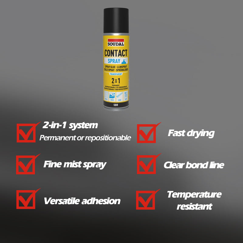 Soudal 132675 Spray Contact Adhesive 2in1 - (205gr) Trans 300ml