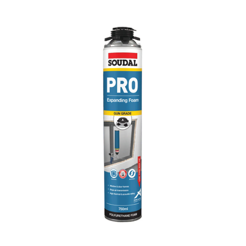 Soudal 175406 Pro Expanding Foam Gun Grade Champagne 750ml (Screw Top)