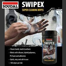 Soudal 128470 113551 Swipex Hand Wipes White 50Pk, 100Pk