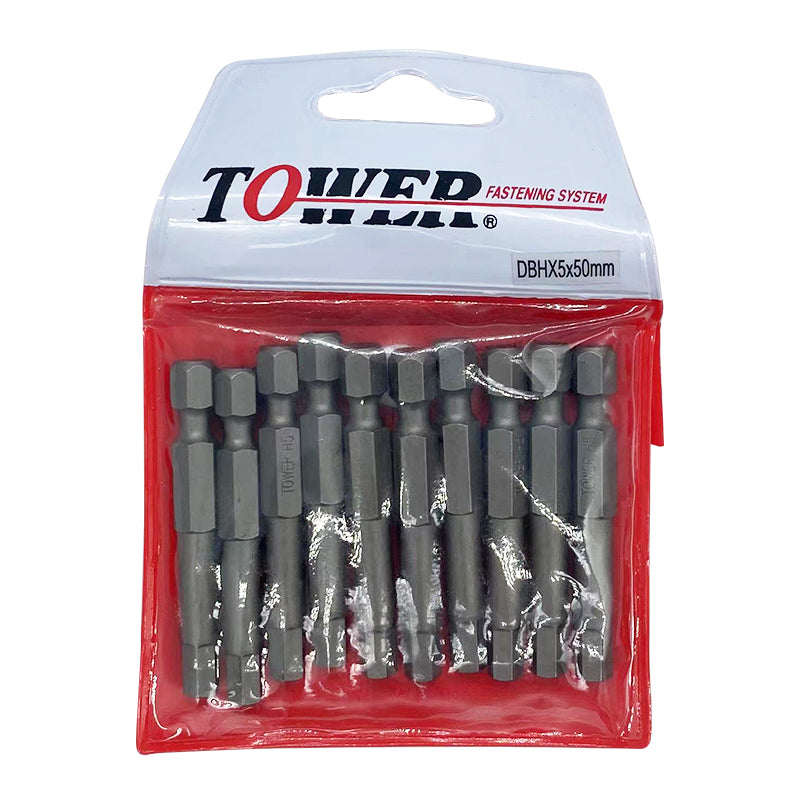 Drive Bits Hex Magnetised Pack 10 5x25mm, 5x50mm