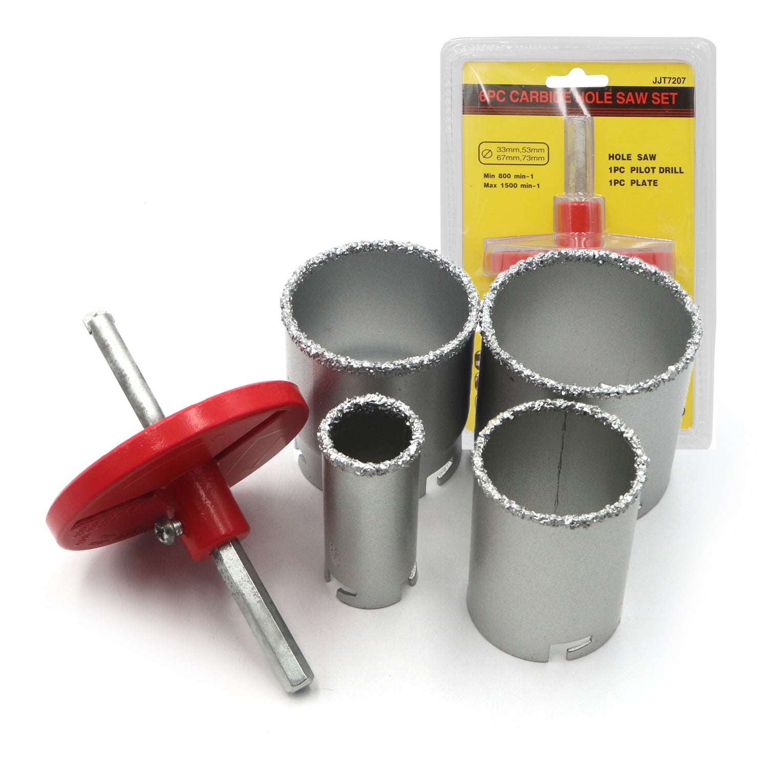 Holesaw Kit Carbide Grit 33-73mm 6pcs