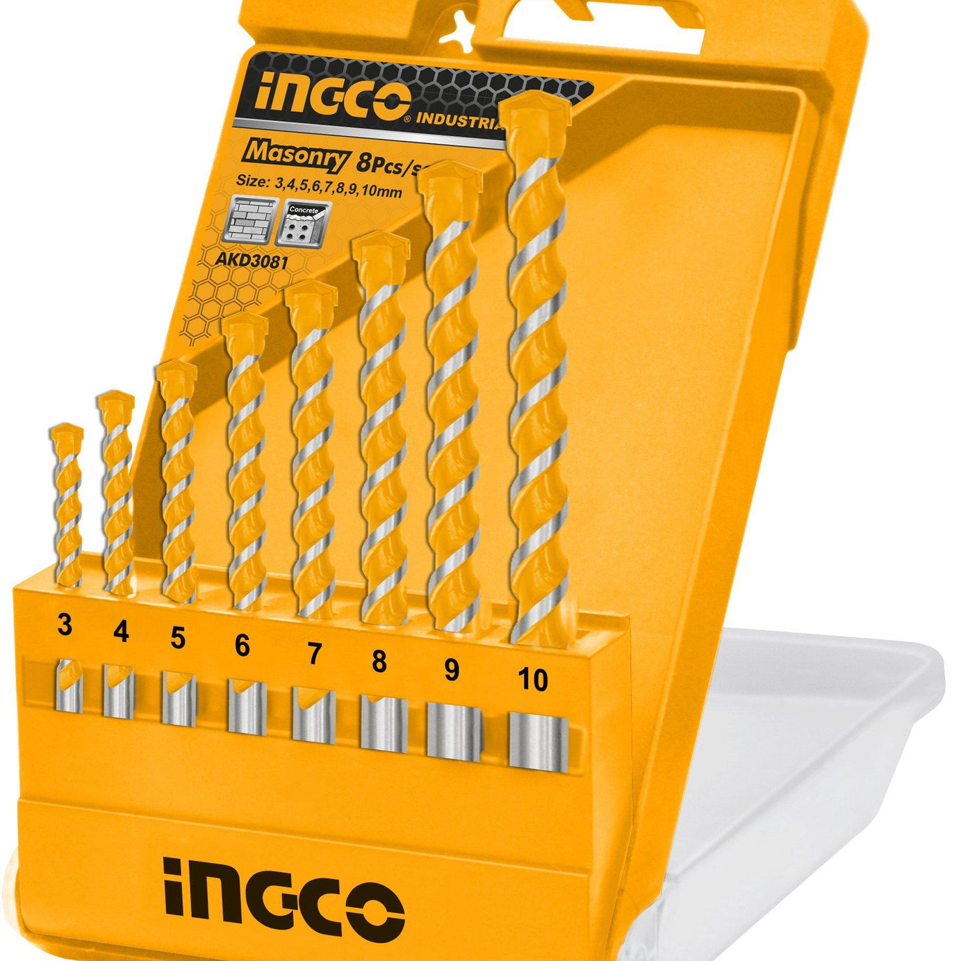 Drill Bit Set Masonry Smooth Shank 8pcs