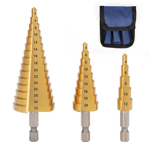 Step Drill Bit Set Titanium Hss 3pcs