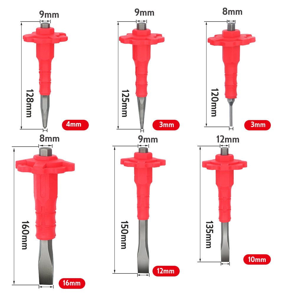 Chisel & Punch Set W/Grip 6pcs