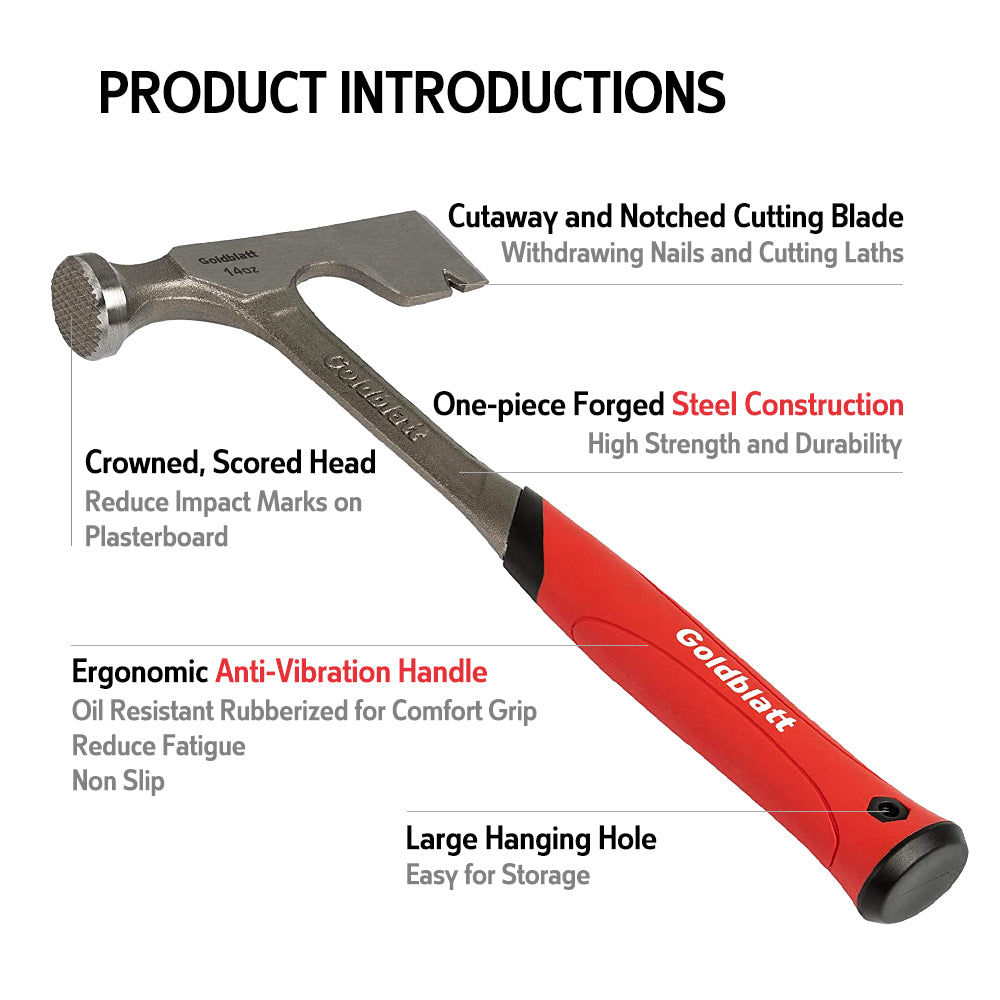 Goldblatt Drywall Hammer One Piece 450g/16oz Kangaroo Site Supplies