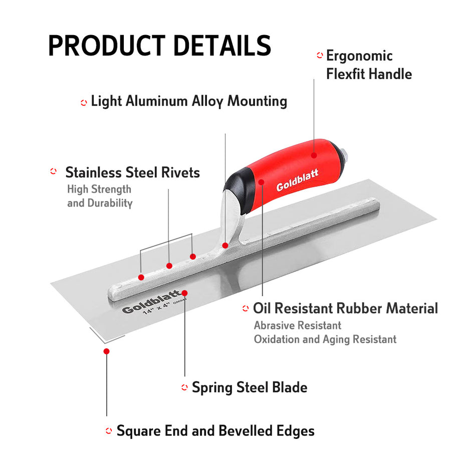 Goldblatt Finishing Trowel 100mm Wide Multiple Lengths