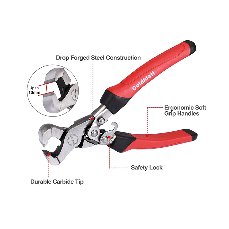 Goldblatt G02008 HD Tile Nippers - Carbide Tip Cutters For Tile & Stone