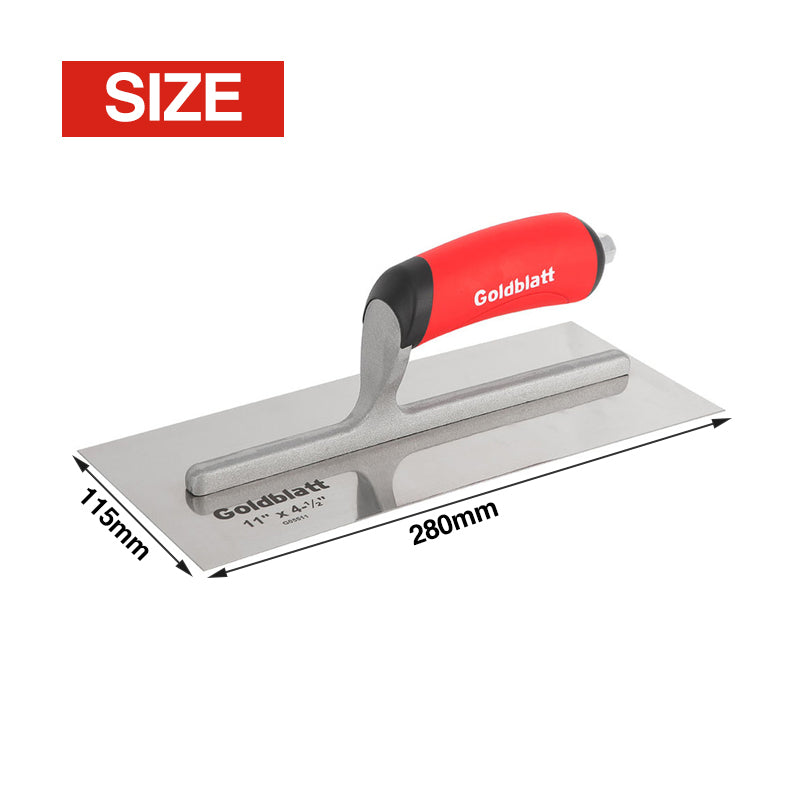 Goldblatt G05511 Stainless Steel Curved Blade Drywall Trowel Soft Grip 280X115mm