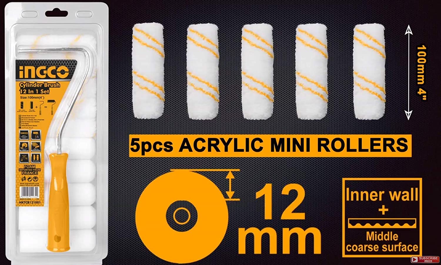 Paint Roller Kit 100mm 12pcs