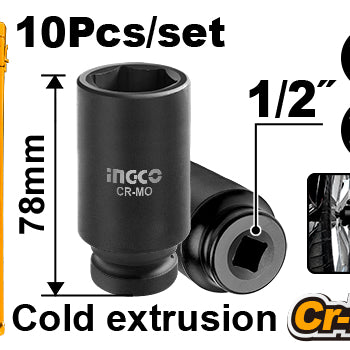 Socket Deep Impact 1/2 in. Drive Set 10pcs