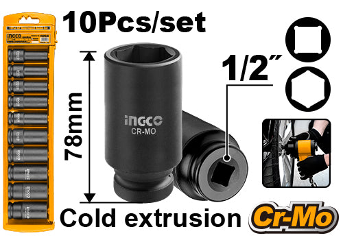 Socket Deep Impact 1/2 in. Drive Set 10pcs