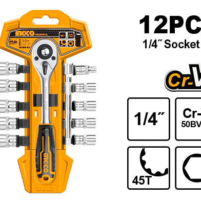 Socket 1/4" Drive Set 12pcs