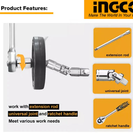 Socket 1/4" & 1/2" Drive Set 44pcs