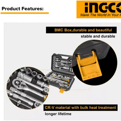 Socket 1/4" & 1/2" Drive Set 44pcs