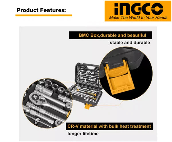 Socket 1/4" & 1/2" Drive Set 44pcs