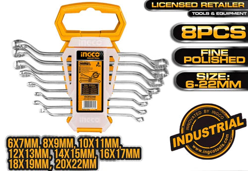 Offset Ring Spanner Set 8pcs 6-22mm