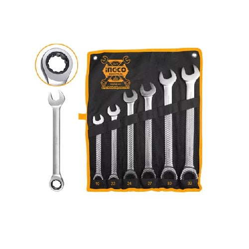 Ratchet Spanner Set 6pcs 19-32mm