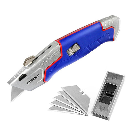 Utility Knife Retractable Auto-Reload Metal with Spare Blades