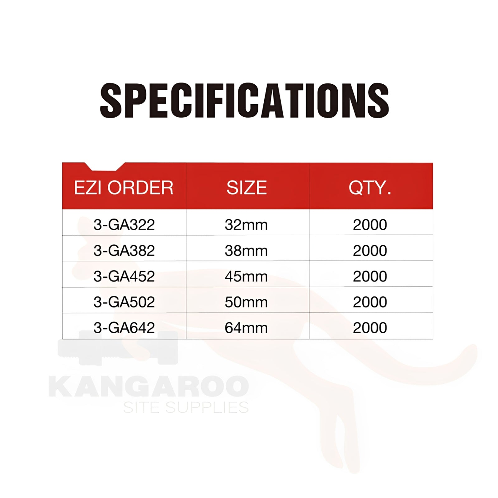Brads Angled 16 Gauge 20 Degree 32/38/45/50/64mm, Box 2000