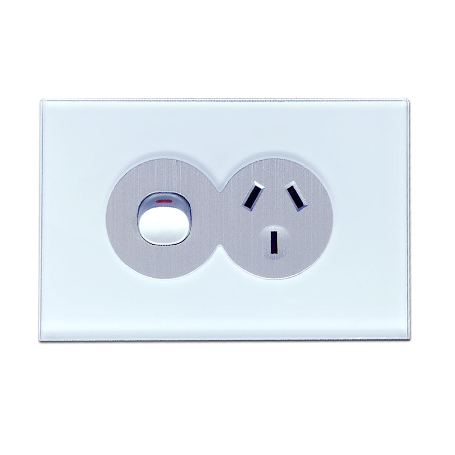 Wall Switch 2 Way & GPO Ocean Blue Glass Frame Multiple Styles