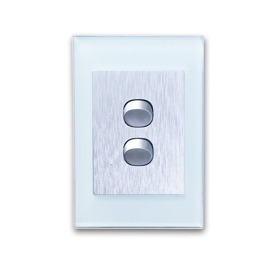 Wall Switch 2 Way & GPO Ocean Blue Glass Frame Multiple Styles