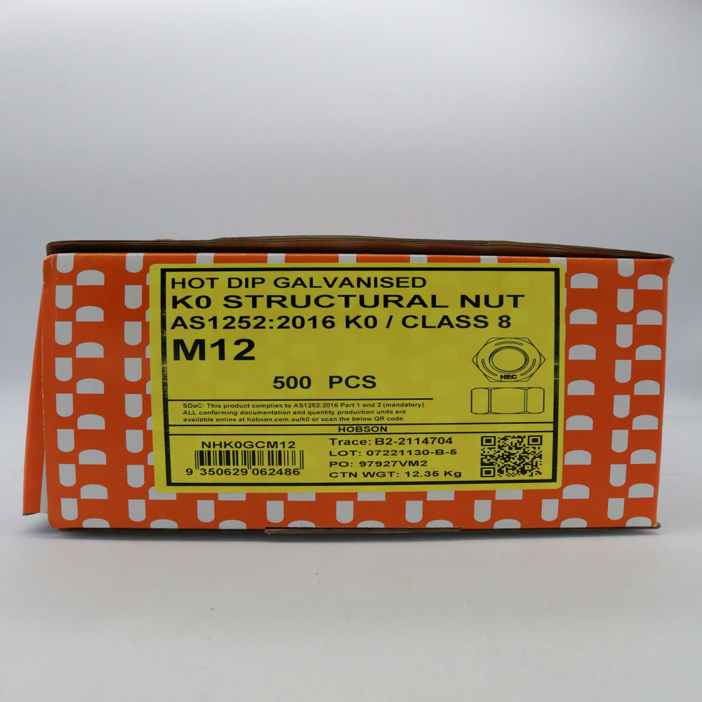 Structural Hex Nut K0 Hdg M12 to M30, Multiple Sizes 5-SU301 Kangaroo site supplies