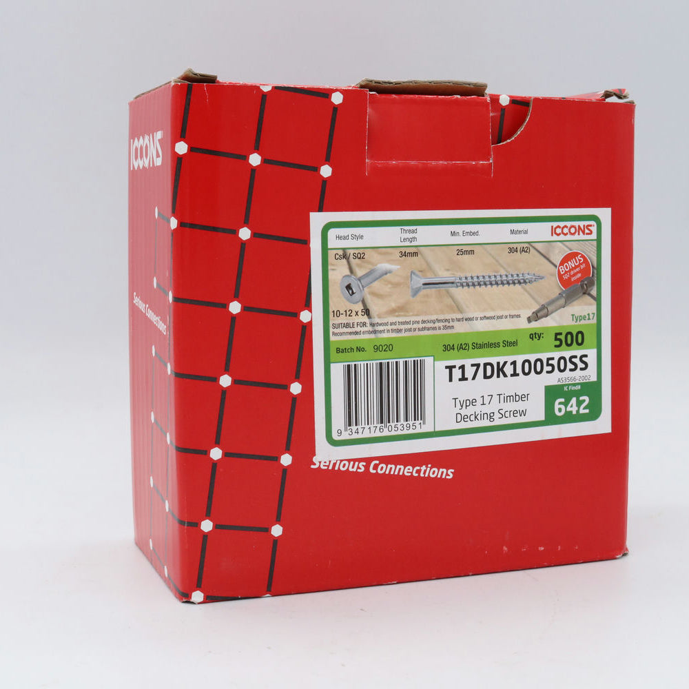 T17 Screw Timber Decking CSK 304SS #10 6-TD301 Kangaroo site supplies