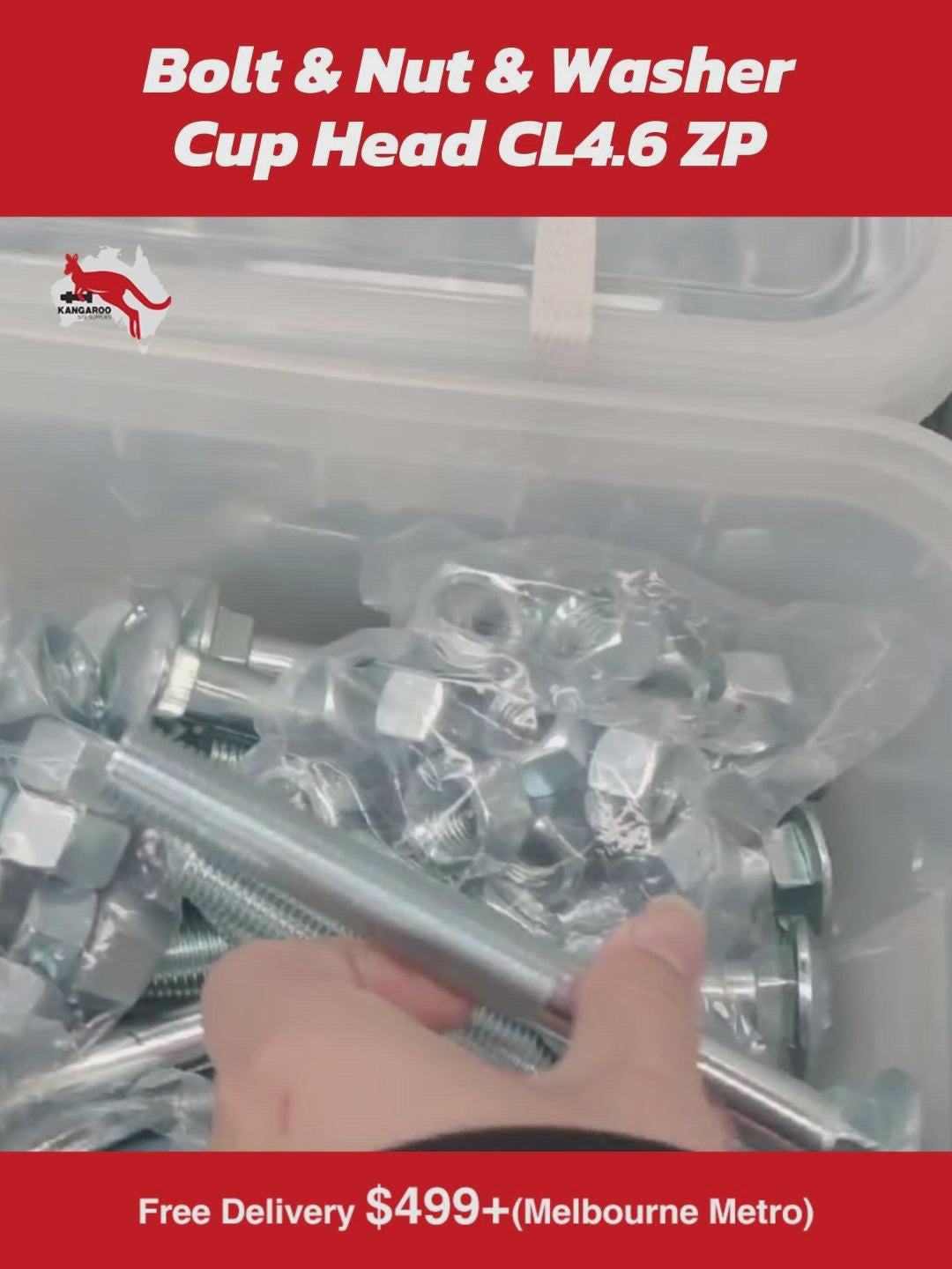 Cup Bolt & Nut & Washers CL4.6 ZP M16 x 150mm Box50