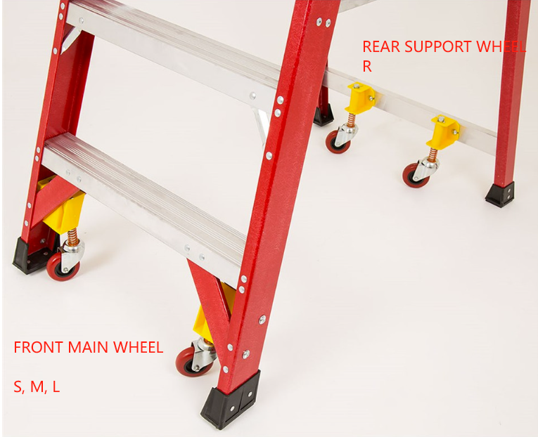 Jinmao Rear Support Wheel Kit 2pcs - R1, To Suit All Ladder Platform Fibreglass