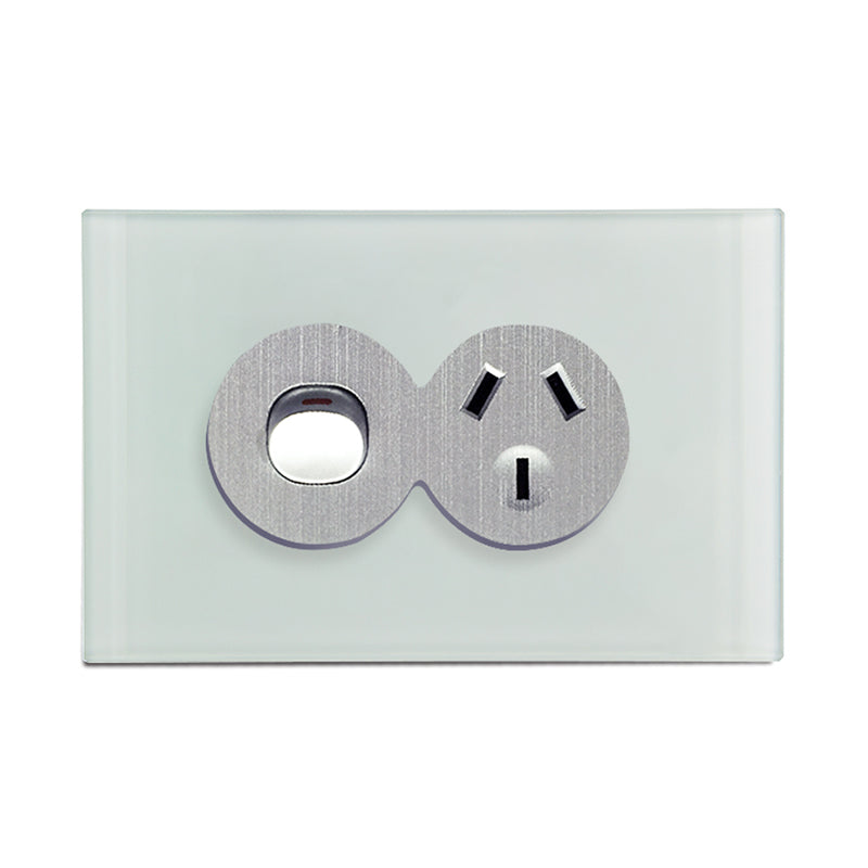 Wall Switch 2 Way & GPO Ocean Blue Glass Frame Multiple Styles