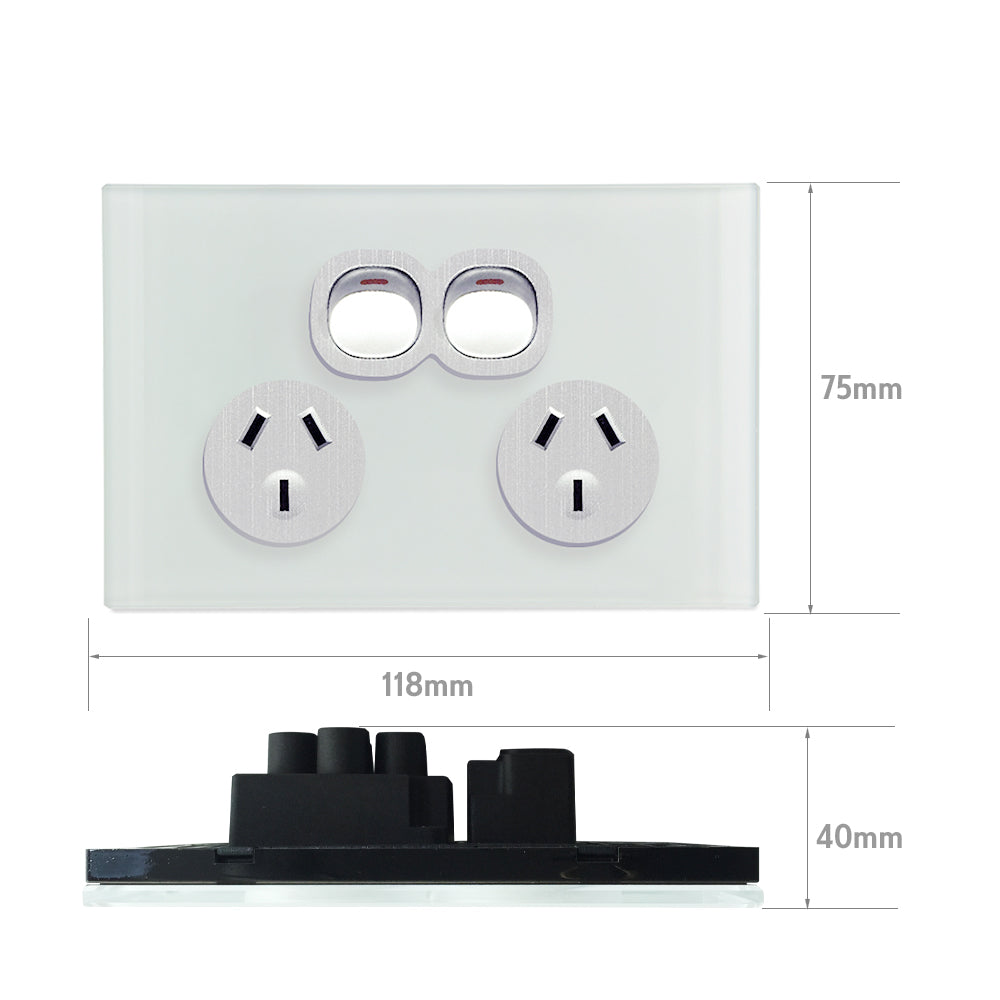 Wall Switch 2 Way & GPO Ocean Blue Glass Frame Multiple Styles