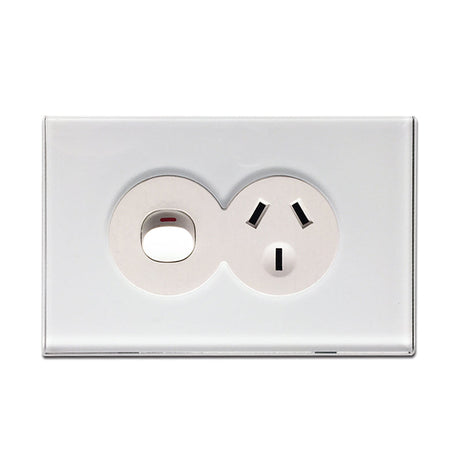 Wall Switch 2 Way & GPO White Glass Frame Multiple Styles