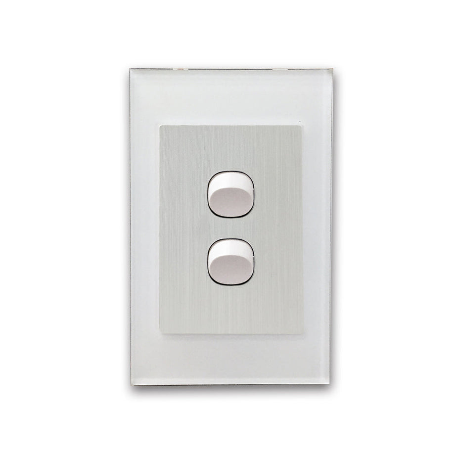 Wall Switch 2 Way & GPO White Glass Frame Multiple Styles