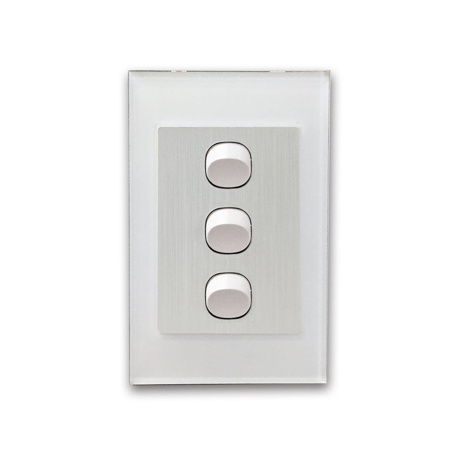 Wall Switch 2 Way & GPO White Glass Frame Multiple Styles