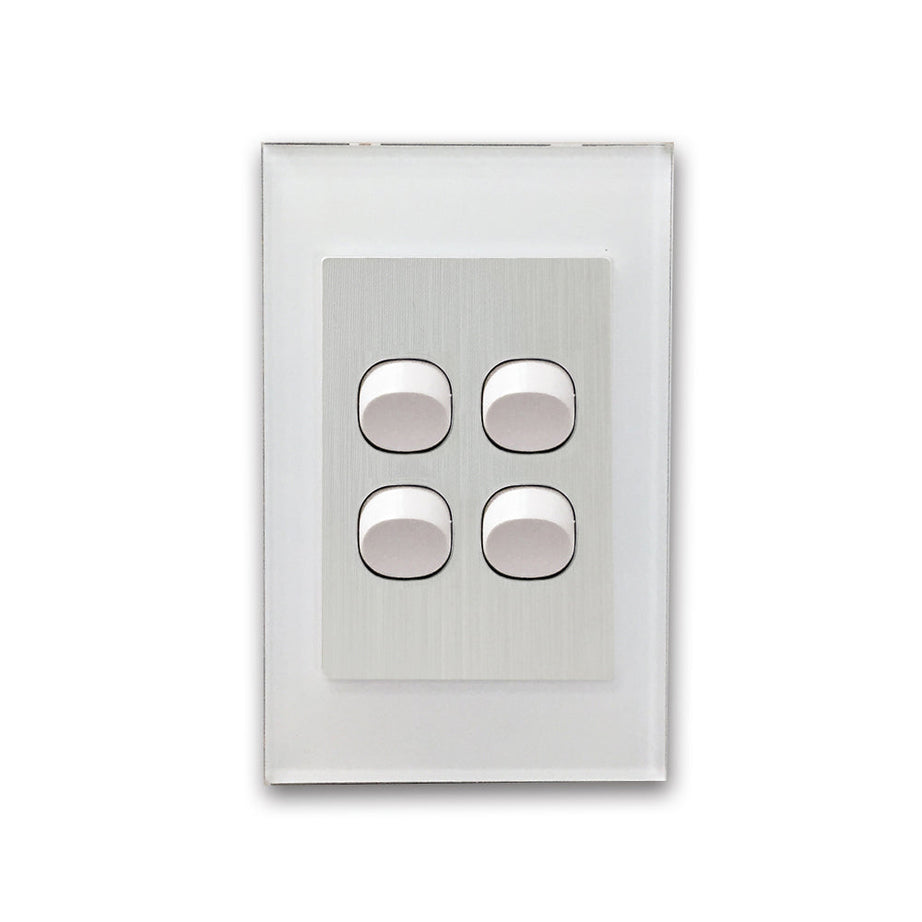 Wall Switch 2 Way & GPO White Glass Frame Multiple Styles