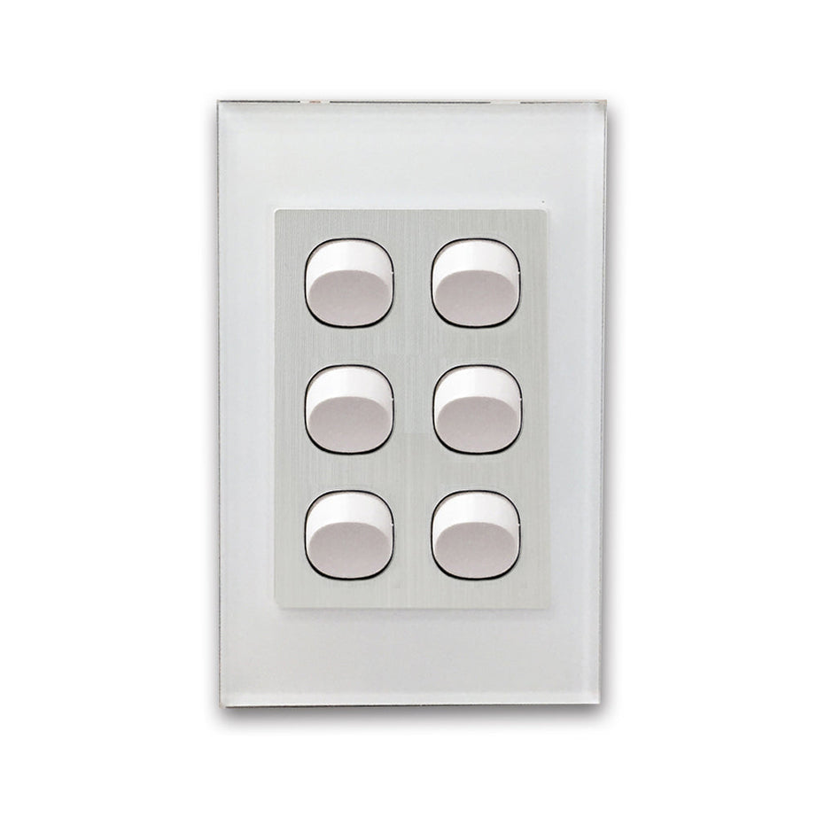 Wall Switch 2 Way & GPO White Glass Frame Multiple Styles